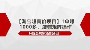 【淘宝超高价项目】1单赚1000多，店铺矩阵操作-星璨学社