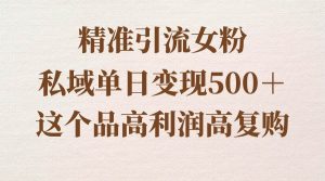 精准引流女粉，私域单日变现500＋，高利润高复购，保姆级实操教程分享-星璨学社