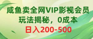 咸鱼卖全网VIP影视会员，玩法揭秘，0成本日入200-500-星璨学社
