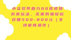小众软件助力QQ短视频另类玩法，无需剪辑轻松日赚500-800元（支持矩阵...-星璨学社