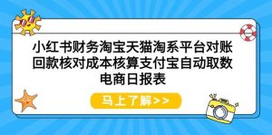 小红书财务淘宝天猫淘系平台对账回款核对成本核算支付宝自动取数电商日报表-星璨学社