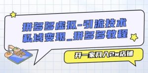 拼多多虚拟-引流技术与私域变现_拼多多教程：开一家月入2w店铺-星璨学社
