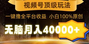 视频号顶级玩法，无脑月入40000+，一键撸全平台收益，纯小白也能100%原创-星璨学社