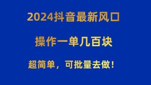 2024抖音最新风口！操作一单几百块！超简单，可批量去做！！！-星璨学社