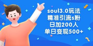 soul3.0玩法精准引流s粉，日加200人单日变现500+-星璨学社