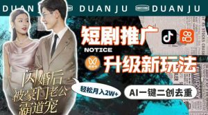 短剧推广升级新玩法，AI一键二创去重，轻松月入2w+（教程+素材）-星璨学社