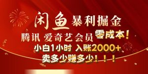 闲鱼全新暴力掘金玩法，官方正品影视会员无成本渠道!小自1小时保底收入2000+-星璨学社