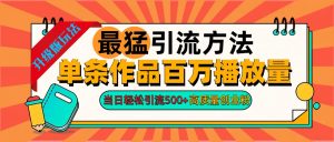 2024年最猛引流方法单条作品百万播放量 当日轻松引流500+高质量创业粉-星璨学社
