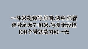 一斗米视频号、抖音、快手、托管，单号单天7-10米，号多无线挂，100个号就是700一天-星璨学社