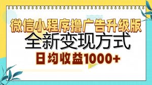微信小程序撸广告升级版，全新变现方式，日均收益1000+-星璨学社