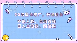 5G流量卡推广，开通后台，不伤人脉、自用省钱，日入三位数、四位数-星璨学社