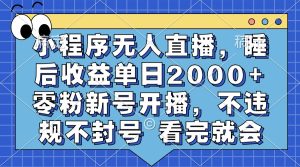 小程序无人直播，睡后收益单日2000+ 零粉新号开播，不违规不封号 看完就会-星璨学社