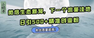 微信生态新宠小绿书：下一个流量洼地，粉丝质量超高，日引500+精准创业粉，-星璨学社
