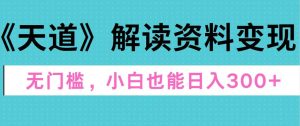 天道解读资料变现，无门槛，小白也能快速上手，稳定日入300+-星璨学社