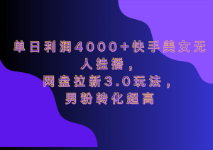 网盘拉新3.0玩法，男粉转化超高，单日利润4000+快手美女无人挂播-星璨学社