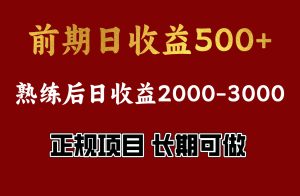 前期日收益500，熟悉后日收益2000左右，正规项目，长期能做，兼职全职都行-星璨学社