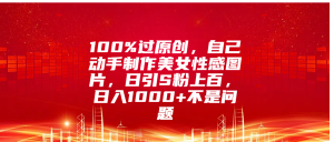 100%过原创，自己动手制作美女性感图片，日引S粉上百，日入1000+不是问题-星璨学社