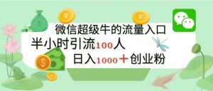 新的引流变现阵地，微信超级牛的流量入口，半小时引流100人，日入1000+创业粉-星璨学社