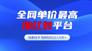 全网公认单价最高撸红包平台-矩阵轻松日入500+-星璨学社