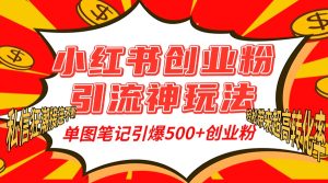 小红书创业粉引流神玩法，单图笔记引爆500+精准创业粉丝，私信狂潮接连不断，单条笔记轻松带来超高转化率！-星璨学社