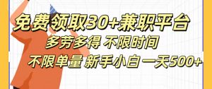 免费领取30+兼职平台多劳多得 不限时间不限单量新手小自一天500+-星璨学社