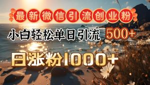 最新微信引流创业粉  ，小白单日轻松引流500＋，日涨粉1000＋-星璨学社