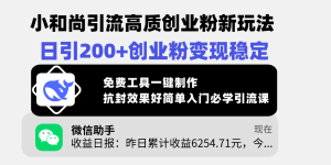 小和尚引流高质创业粉新玩法，日引200+创业粉变现稳定，免费工具一键制作，抗封效果好简单入门必学引流课-星璨学社