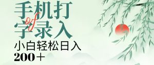 手机打字录入，几秒一单，日入200+-星璨学社