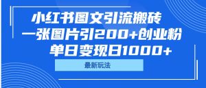 小红书图文引流搬砖，一张图片引200+创业粉，单日变现日1000+-星璨学社