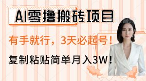 AI零撸搬砖项目玩法，有手就行，3天必起号，复制粘贴简单月入3W！-星璨学社