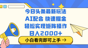 今日头条最新玩法，思路简单，复制粘贴，轻松实现矩阵日入2000+-星璨学社