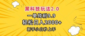 黑科技玩法2.0，一单9.9，轻松日入2000+，新手小白秒上手-星璨学社