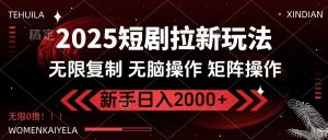 2025短剧拉新玩法，无需注册登录，无限0撸，无脑批量操作日入2000+-星璨学社