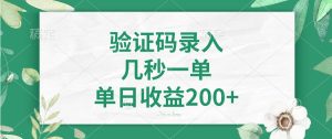 验证码录入，看图识字，几秒一单，单日收益200+-星璨学社
