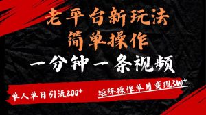 老平台，新玩法，简单操作，一分钟一条视频，单人单人引流200+矩阵操作，单月变现3W-星璨学社