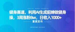 健身赛道，利用AI生成貂蝉做健身操，3周涨粉8w，日收入1000+-星璨学社