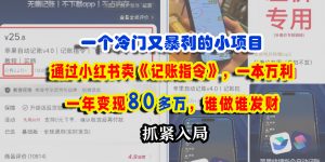 一个冷门又暴利的小项目，通过小红书卖《记账指令》，一本万利，一年变现80多万，谁做谁发财-星璨学社