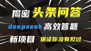 头条问答，新玩法！保证你没见过！用DeepSeek去高效答题，一个账号一天几百块轻轻松松-星璨学社
