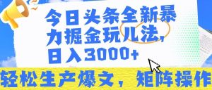 今日头条暴力掘金玩儿法，轻松生产爆文，可矩阵操作，日入3000➕！-星璨学社