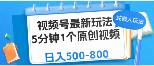 视频号最新玩法，5分钟1个原创视频，纯懒人玩法，日入500-800-星璨学社