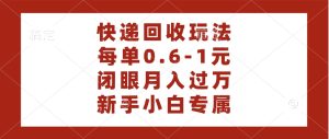 快递回收自助玩法，每单收益0.6到1元，闭眼也能月入一万，适合新手小白-星璨学社