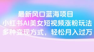 最新风口蓝海项目，小红书AI美女短视频涨粉玩法，多种变现方式轻松月入过万-星璨学社