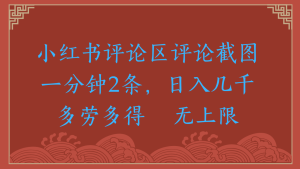 小红书评论区评论截图一分钟2条，日入几千，无上限，多劳多得-星璨学社