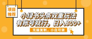 小绿书头条双重玩法，有账号就行，日入800+-星璨学社