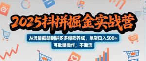 2025抖拼掘金实战营，从流量截胡到拼多多爆款养成，单店日入500+ 可批量操作，不断流-星璨学社