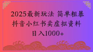2025最新玩法 简单粗暴抖音小红书卖虚拟资料日入1000+-星璨学社